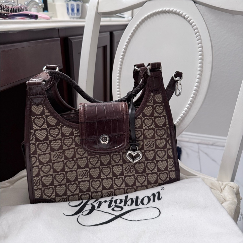 Brighton Brown Heart Pattern Shoulder Bag